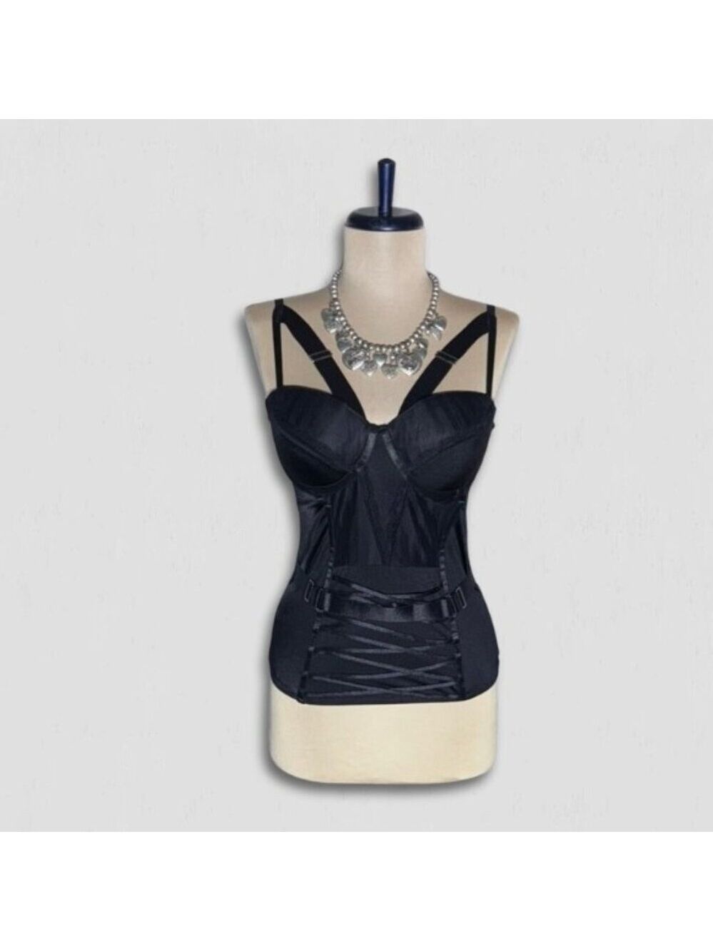 Spirit Halloween Corset Mesh Top Gothic Black Large